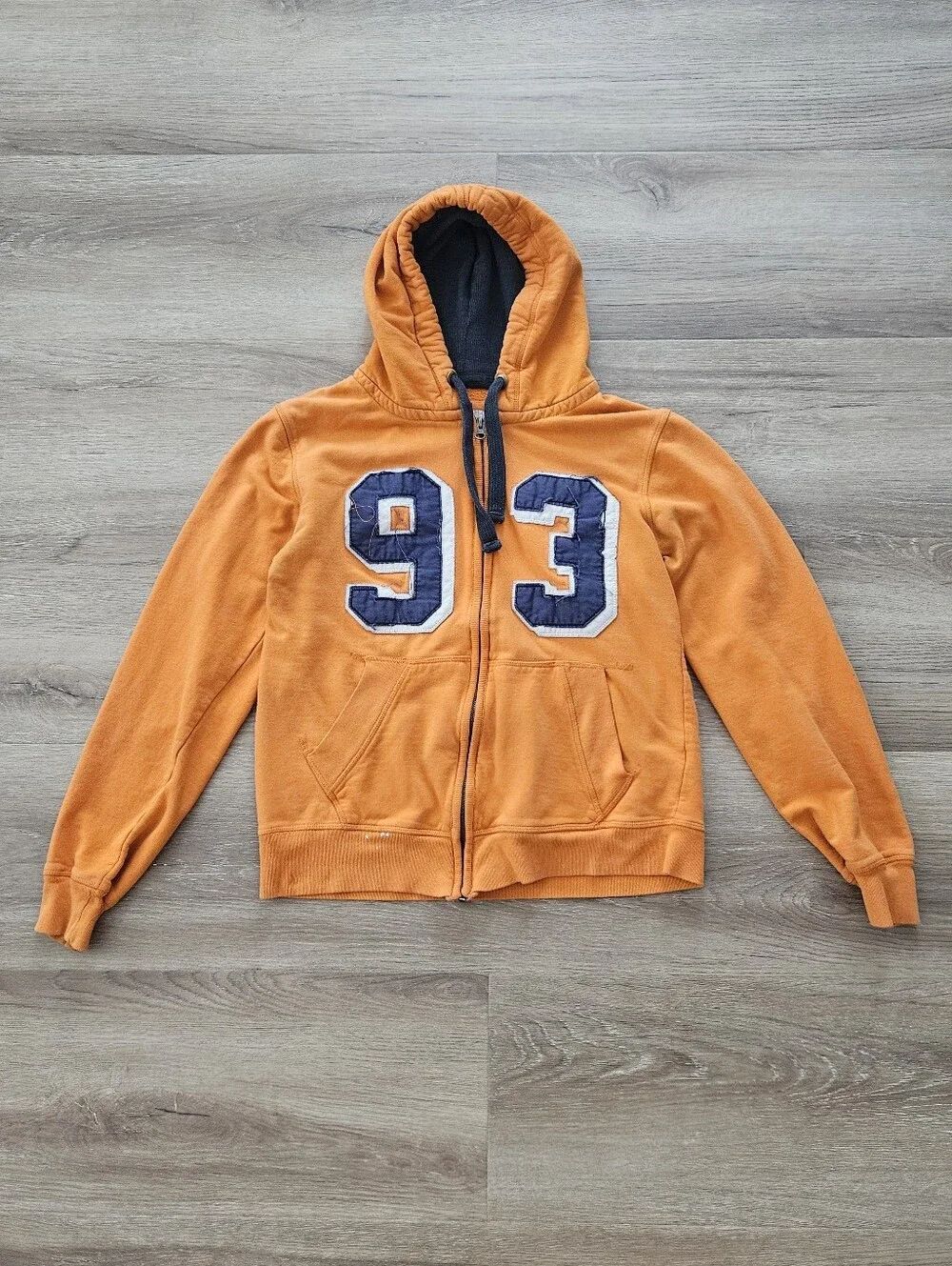 Blind Rooster Orange Hooded Zip-Up Jacket with 93 Appliqué Size S